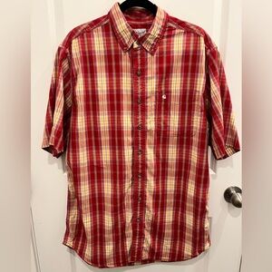 Carhartt Red Plaid Short Sleeve Button Down Men’s Tall Large 100% Cotton